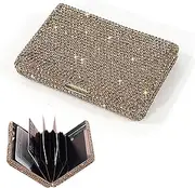 [BlingSHD] Business Card Case,Bling Cards Wallet Aluminum Purse Credit Card Organizing Hard Case Rhinestones Business Card Case Holder for Men & Women, Gold, Fashion