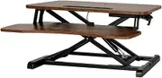 Height Adjustable Standing Desk Riser Rustic Brown 80CM Home Office Workstation