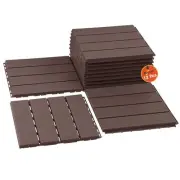 Interlocking Deck Tiles, 12 PCS 12” x Patio Tiles 12x12 Inch, Brown