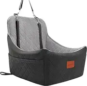 Dog Car Seat for Dogs Up to 35lbs,Car Dog Bed Easy to Install,Medium Dog Car Seat with Adjustable Straps and Anti Slip Bottom,Fully Detachable and Washable(Black/Grey,Medium)