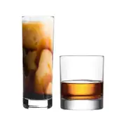 LAV 12 Piece Ada Glassware Set - Modern Highball Collins Cocktail Glasses, Whiskey Tumblers - Fine Rim - 315ml | 320ml