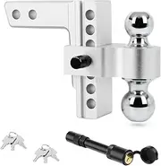 FAHKNS Adjustable Trailer Hitch, 6" Drop/Rise Aluminum Drop Hitch Fit 2 Inch Receiver, Heavy Duty Tow Hitch Ball Mount for Truck, 2" & 2-5/16" Ball with 2 Anti-Theft Lock, 12000 LBS GTW RV Towing
