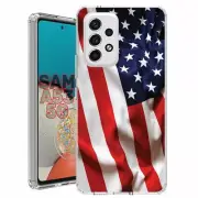 For Samsung Galaxy A23 5g A52 A53 TPU Case Cover+Glass(USA Flag Waving)