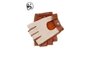 Dents Mens Suited Racer x Crochet Back Fingerless Driving Gloves - Tan