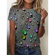 Women's T Shirt Summer Tops Graphic Classic Casual Short Sleeve Crew Neck Crop Tops Daily Weekend Print Yellow Red Blue Fuchsia Orange Summer Spring Fall