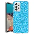 For Samsung Galaxy A23 5g A52 A53 TPU Case+Glass(Leopard Skin Cyan)