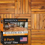 Interlocking Deck Tiles 8 Pack - Snap Together Wood Flooring | 12 x Acacia Ha...