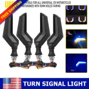 4* Smoked LED Turn Signals Amber+Blue Running & Blinking Light Black Motorcycles