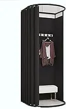 Mobile Fitting Room, Portable Dressing Room Frame with Curtain and Hook, Changing Room for Clothing Store, Boutiques, Office