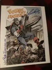 ICONIC IMAGE - ALLEN BELLMAN SIGNED CAPTAIN AMERICA PRINT- WWII Bad Guys 14”x11”