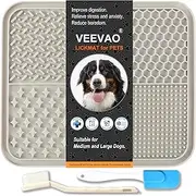 VEEVAO XL Lick mat for Large Dogs Breed, 12"×10" Food Grade Silicone Dog Lick Mat with Suction Cups, Lick Matts for Large Dogs Anxiety Reliever, Peanut Butter Lick Mat for Boredom Breaker (GREY)