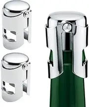 Stainless Steel Champagne Stoppers - 2 Pack Silver Sealer Stopper, Cava Prosecco Sparkling Wine No Leaks No Spills Stainless Steel Sparkling Wine Stopper