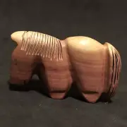 Zuni Horse Aromatic Cedar Fetish by Brandon Phillips* Jet Mane Tail Carved F2755