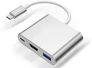 USB Type C HUB Multi Ports 4K HDMI Adapter Dock Small Size Convenient Portable for Home Travel Office Business Plug and Play Laptop and Computer (3 in 1 HDMI USB Type C (4K))
