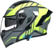 Bluetooth Modular Motorcycle Helmet with Dual Visor Flip Front Helmet Built-in Mp3 Integration for Adult Men Women Motocross Cruiser Chopper DOT/ECE Approved