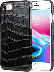 nincyee Genuine Leather Case for iPhone 8 and iPhone SE,Classic Crocodile Pattern Real Premium Leather Back Case Cover for iPhone 8/iPhone 7/iPhone SE