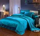 19MM Heavy Weight Seamless Silk Sheets Fitted Flat 4pcs Bedding Set