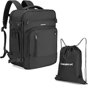 [Omnpak] Easyjet Cabin Bag 45x36x20,Underseat Cabin Luggage Bags,Carry On Travel Backpack Cabin Size for Airplanes,Hand Luggage with Shoe Warehouse 30L, Black, Minimalist