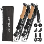 Nordic Walking Stick, TPZ-1, Black 2pc Folding Collapsible Hiking Poles with ...