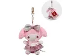 "Clearance"Sanrio My Melody Pink Beige Check Dress Smile Plush Clip Key Bag Tote