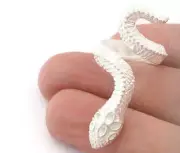 Snake Ring Wrap Animal Adjustable Shiny Silver Plated Brass 6.5-8.5us size 4004