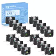 20PK Compatible with Brother P-Touch TZe151 TZ151 Label Tape Black on Clear 1"