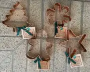 FOUR Wilton Solid COPPER Cookie Cutters Boy Tree Star Snowflake Hangtag 2000