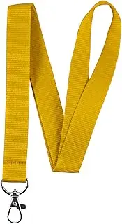Yellow Fabric Lanyard Name Tag ID Badge Card Key Holder Metal Clip Ring Case Pocket Neck Strap
