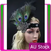 1920s Headband Peacock Feather 20s 20's Great Gatsby Flapper Gangster Headpiece