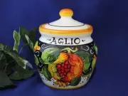 Tuscany Italian Pottery Garlic Jar Garlic Keeper Pomegranate Made in Italy