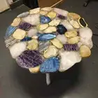 Mix Agate Coffee Table Top ,Center Agate Stone Live Edge Table Top Decor