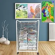 20-Layer Art Clothes Drying Rack with Wheels A2, 4K Oil Painting Board Clothes Drying Rack Mesh: 63X45CM Space-Saving Rack, Children's Gift