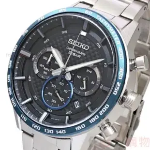 SEIKO 精工 SSB357P1手錶 湛藍 防水10BAR 三眼計時 日期 鋼帶 男錶