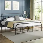 ALFORDSON Metal Bed Frame Bed Base King Size, Bed Mattress Foundation with Reinforced Steel Frame, Industrial Mattress Platform with Rust-Resistant Finish, Black Color