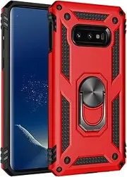 Galaxy S10e Case,Soft TPU and Hard PC Shockprooof Heavy Duty Military Grade Armor Protective Cover,with 360°Metal Rotating Ring Kickstand Samsung S10e Case,Case for Samsung Galaxy S10e (Red)