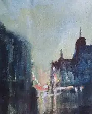 Original PAUL MITCHELL Oil Art Painting Urban Impressionism 10" X 12" E