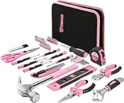 DEKO Pink 71 Piece Household Tool Kit,Ladies Portable Tool Set with Easy Carrying Pouch, Perfect for DIY Projects, Home Maintenance