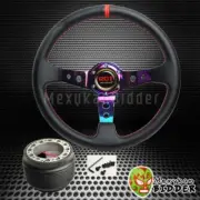 350mm Neo Chrome Deep Dish Steering Wheel + Hub Kit For Nissan 240SX 1989-1998 (for: Nissan)