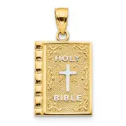 10k Yellow w/Rhodium Holy Bible Charm