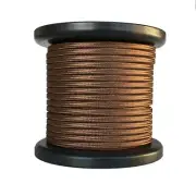 Brown Parallel Fabric Covered Wire, Antique Vintage Cloth Flat Cord, 100ft Spool