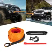 Synthetic Winch Rope 3/8" 100 FT Winch Line Cable Rope with Winch Hook Fairleads