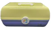 Vintage '80's '90's Caboodles MakeUp Storage Case Large Yellow over Periwinkle