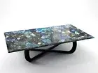 Rectangle Marble Epoxy Dining Table Top Labradorite Conference Table for Office