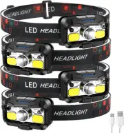 Bright 1200 Lumen Motion Sensor Headlamp - Waterproof & Rechargeable - 4 Pack