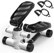 Mini Fitness Hydraulic Stepper, Men and Women Stepper Cardio Exercise Trainer, Monitor and Resistance Bands Stepper Exer