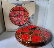A Santos Portugal Cousin Betty’s Ceramic Cherry Pie Plate Lattice Crust Lid NEW