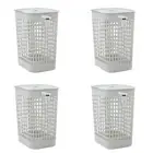 4x Boxsweden 58L Laundry Lidded Basket Hamper Dirty Clothes Storage Large Assort