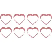 8x R&M Heart Cookie Cutter Polyresin Coated Steel Biscuit Bake Mould 10cm Pink