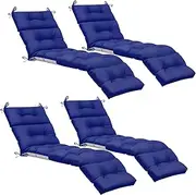 Kigley 4 Pcs Chaise Lounge Cushions 75 x 22 x 5 Inches Soft Lounge Chair Cushion Spring/Summer Seasonal Replacement for Outdoor Indoor Home Office (Navy Blue)