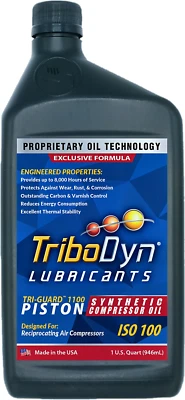 TriboDyn 1100 SAE 30W ISO 100 OIL Piston Synthetic Air Compressor Oil - 1 Quart